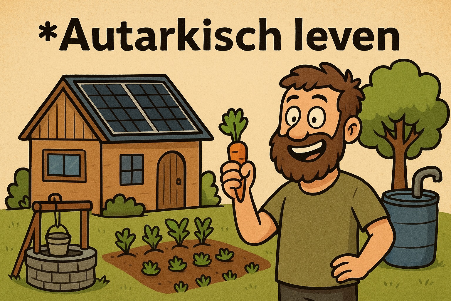 Zelfvoorzienende gemeenschap in Portugal die off the grid leeft met zonnepanelen, waterbronnen en gezamenlijke huizen.