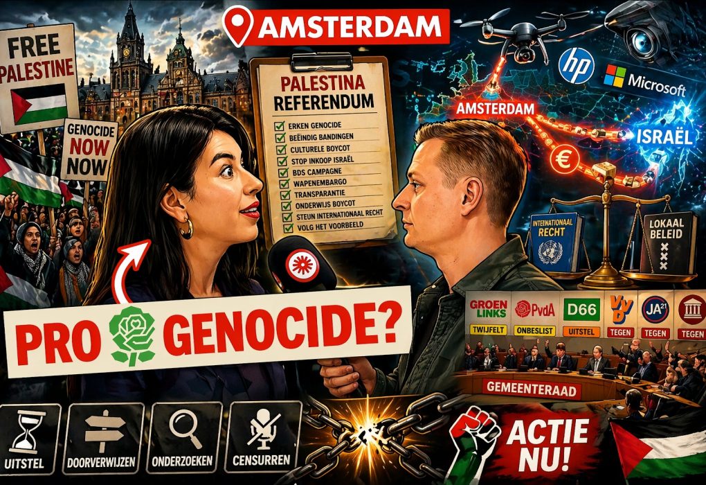 Amsterdam debat over Palestina referendum en gemeentelijke banden met Israël.