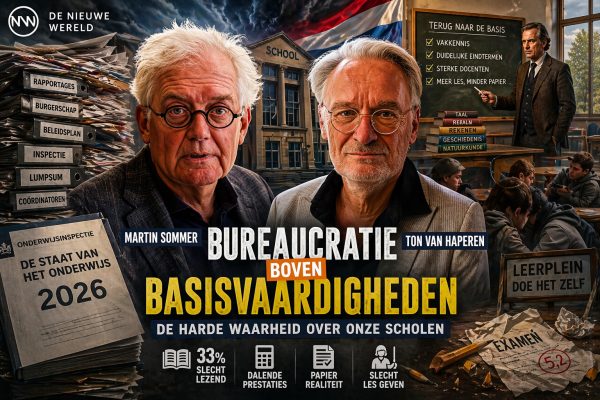 Bureaucratie boven basisvaardigheden in Nederlands onderwijs volgens De Nieuwe Wereld met Martin Sommer en Ton van Haperen.