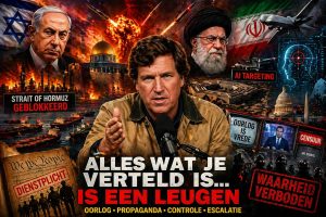 Tucker Carlson waarschuwt voor oorlog met Iran, propaganda en wereldwijde escalatie.
