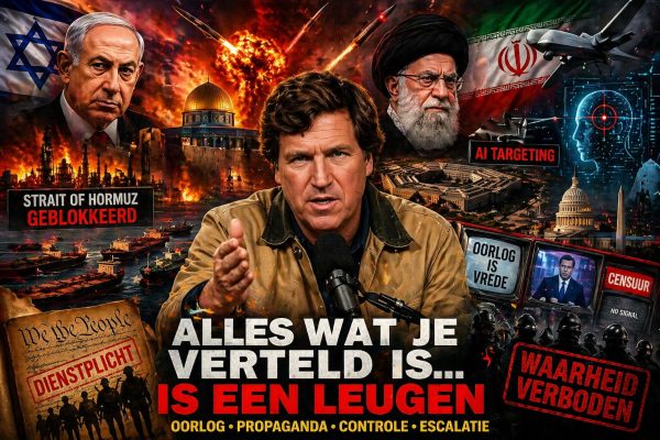 Tucker Carlson waarschuwt voor oorlog met Iran, propaganda en wereldwijde escalatie.