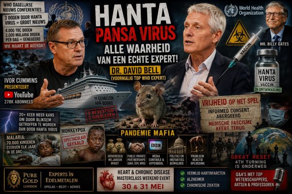 Cinematische thumbnail van Ivor Cummins en voormalig WHO-expert Dr. David Bell over het Hanta-virus, pandemiebeleid, mediahype, vaccins, WHO, publieke angst en internationale farmaceutische belangen.
