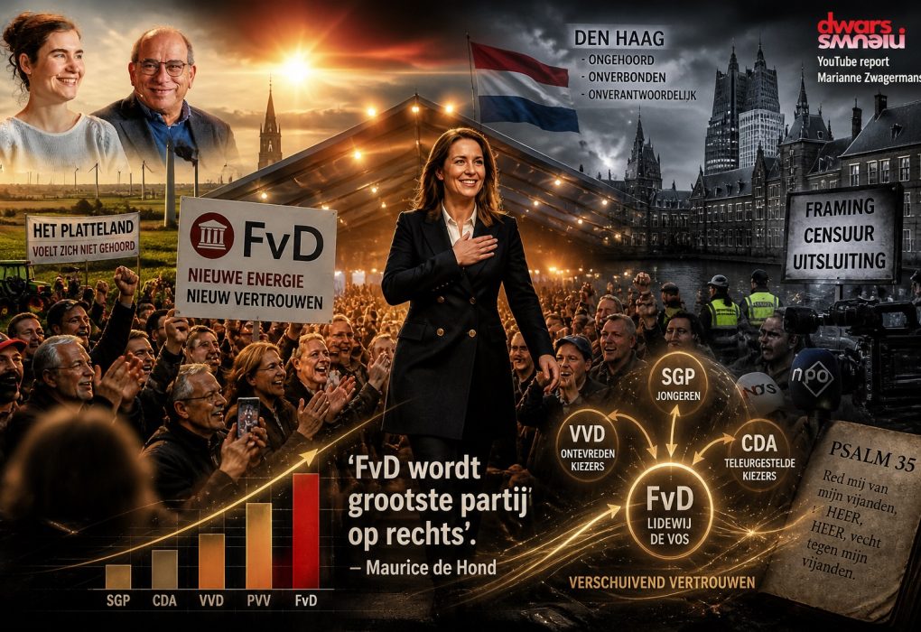 Barneveld bijeenkomst waar Lidewij de Vos en Maurice de Hond spreken over groei Forum voor Democratie en verschuivend kiezersvertrouwen op rechts in Nederland.
