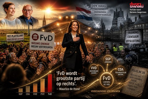 Barneveld bijeenkomst waar Lidewij de Vos en Maurice de Hond spreken over groei Forum voor Democratie en verschuivend kiezersvertrouwen op rechts in Nederland.