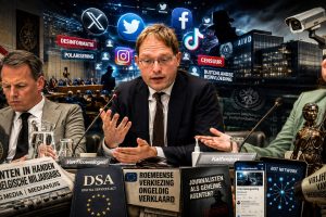 Pepijn van Houwelingen tijdens debat over sociale media, censuur en buitenlandse beïnvloeding in de Tweede Kamer.