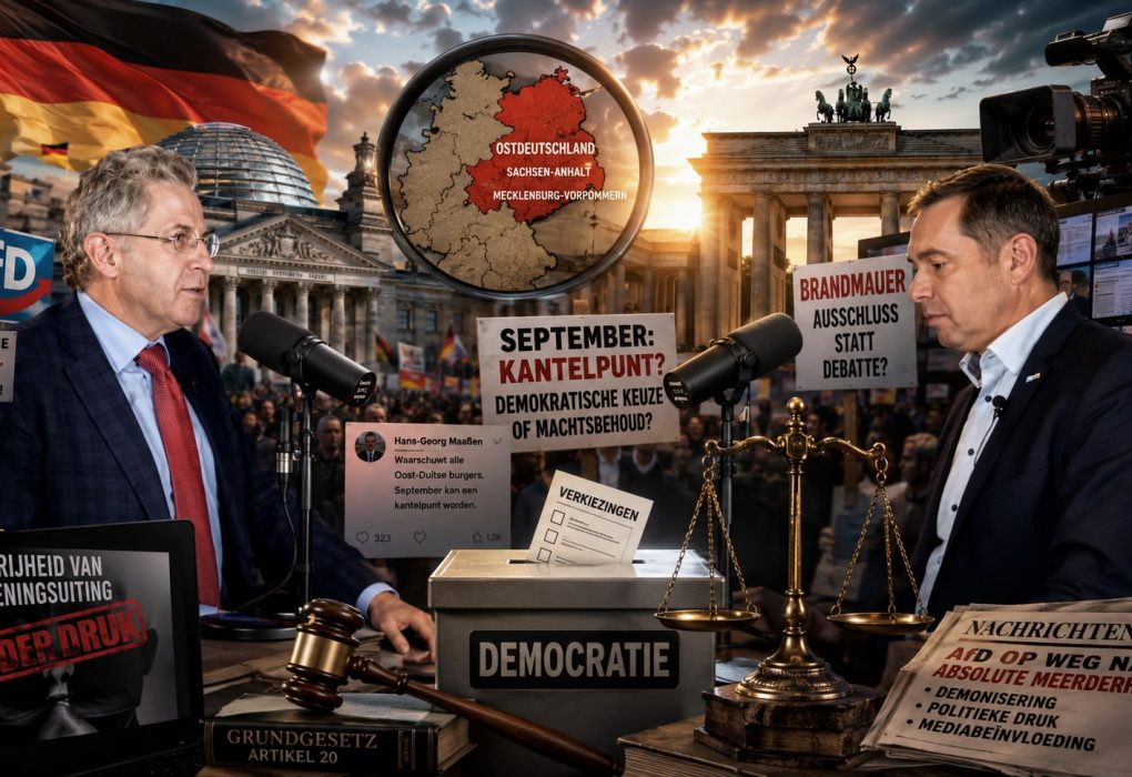 Politiek debat over AfD, democratische legitimiteit, verkiezingen in Oost-Duitsland en maatschappelijke polarisatie.