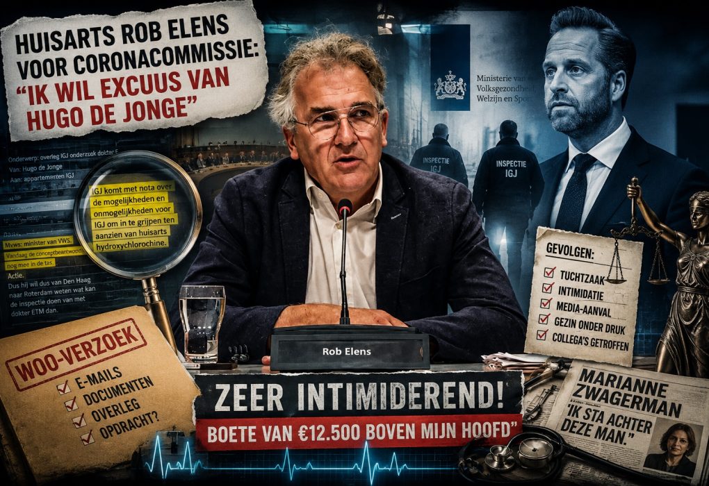 Huisarts Rob Elens tijdens verhoor bij de coronacommissie over hydroxychloroquine, inspectieonderzoeken en zijn conflict met voormalig minister Hugo de Jonge.
