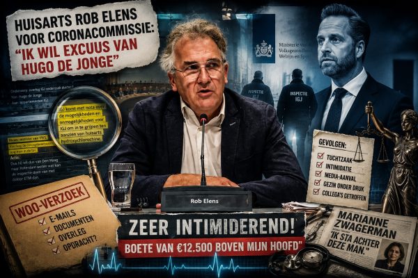 Huisarts Rob Elens tijdens verhoor bij de coronacommissie over hydroxychloroquine, inspectieonderzoeken en zijn conflict met voormalig minister Hugo de Jonge.