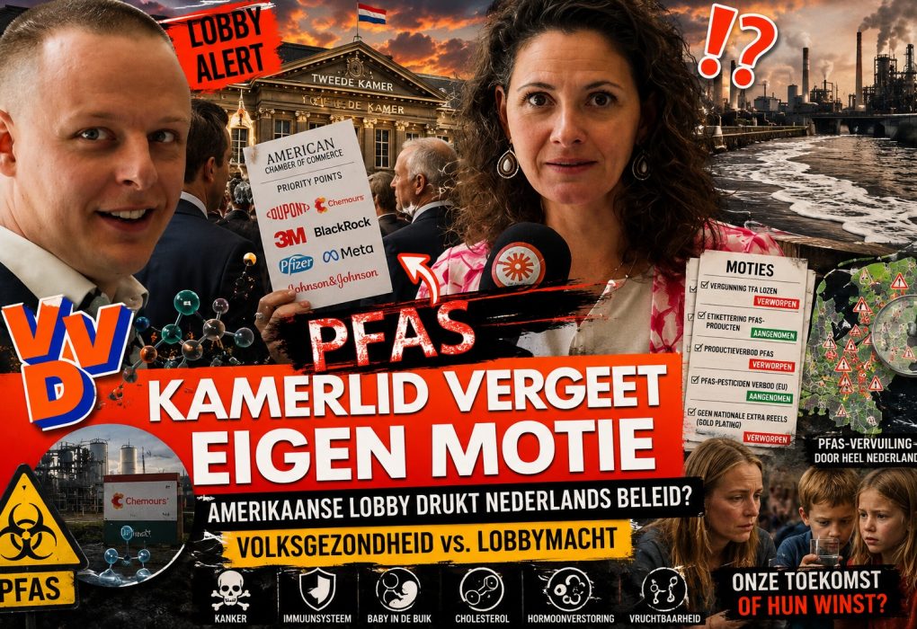 American Chamber of Commerce overhandigt rapport over PFAS-regelgeving aan Nederlandse politici in Den Haag.