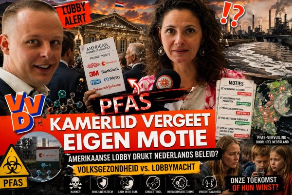 American Chamber of Commerce overhandigt rapport over PFAS-regelgeving aan Nederlandse politici in Den Haag.