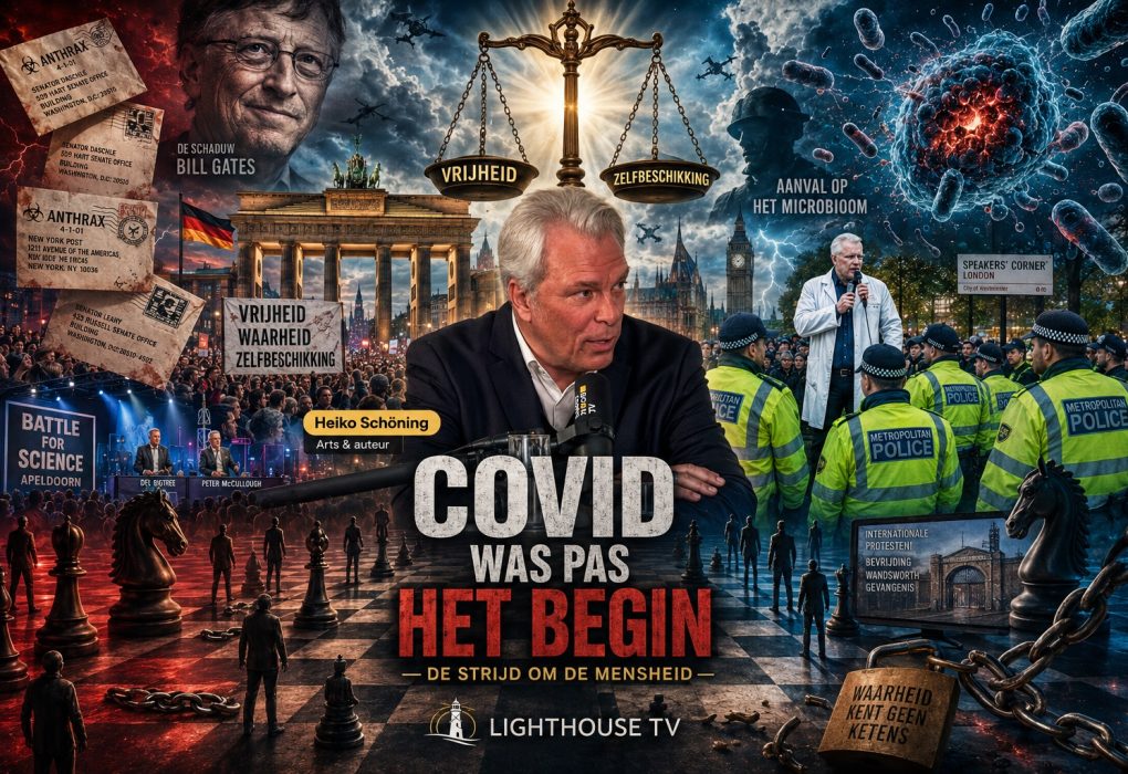 Dr. Heiko Schöning tijdens een exclusief Lighthouse TV-interview met Laura Anderson over zijn voorspellingen vóór de coronapandemie, zijn arrestatie bij Speakers' Corner in Londen, de anthrax-aanvallen van 2001, het Battle for Science-evenement in Apeldoorn en zijn waarschuwing voor een mogelijke aanval op het menselijke microbioom.